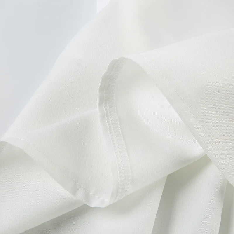 Spring Summer French Style V-Neck Pleated Blouse With Waist Tie Lightweight Solid Color Cardigan Top Casual Office Wear