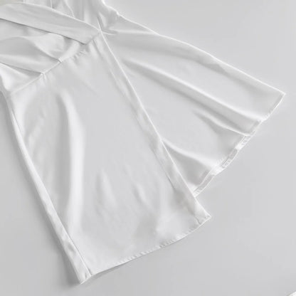 White Irregular Mini Dress Women Spring V Neck Long Sleeve A-line Suit Vestidos Simple Casual Fashion Short Dresses 2025 New