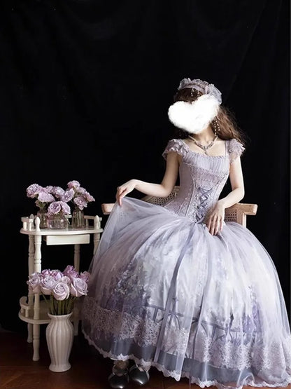 A gorgeous and cute birthday coming-of-age gift daily elegant dress with purple petals