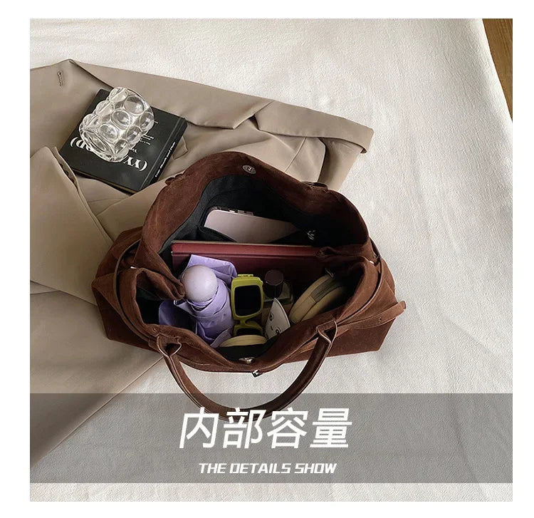 New Retro Suede Suede Handbag Internet Celebrity Same Design Tote Bag Fashion Versatile Shoulder Bag High Beauty Wrist Bags