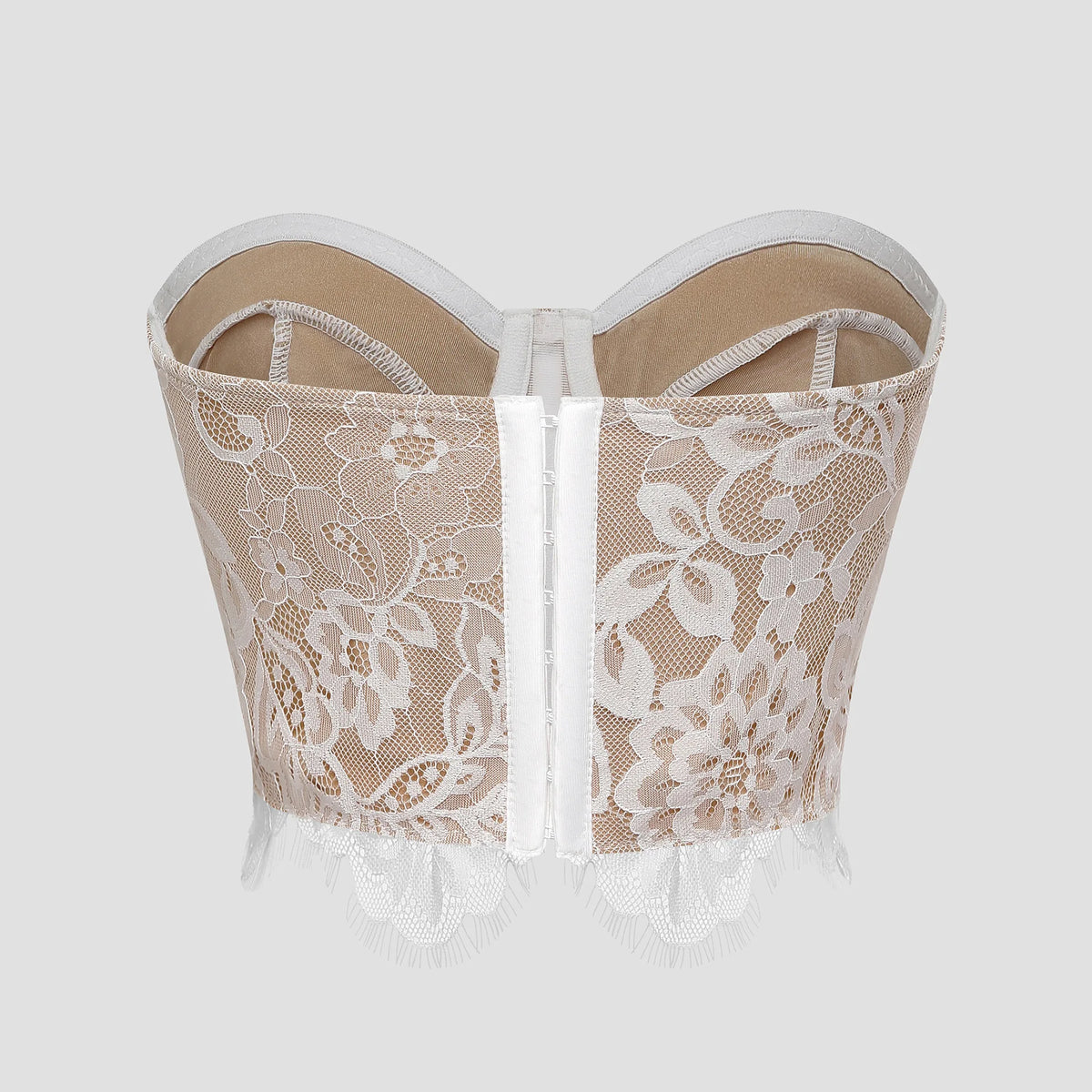 Sexy French Printed Corset Lace Steel Ring Fishbone Rib Ribbed Plunge Bra
