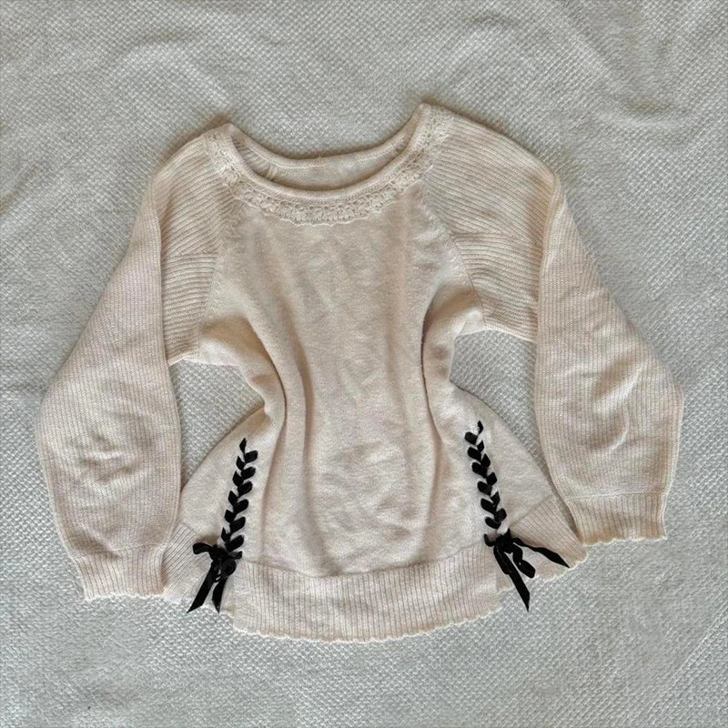 Maiden Y2K Solid Women Clothing Fashion Classic Knit Sweater Dainty Cheery Sweater Vintage Pullover Lovely Cute Pretty Knitwear