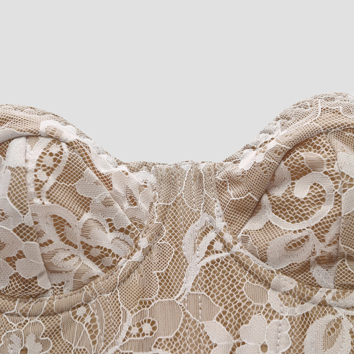 Sexy French Printed Corset Lace Steel Ring Fishbone Rib Ribbed Plunge Bra