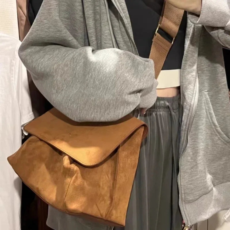 New Women Trend Fashion Crossbody Bag Streetwear Y2k Aesthetic All Match Handbags Vintage Casual Solid Simple Shoulder Bags
