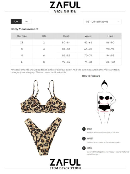 Leopard Smocked V Wired Cheeky Bikini Swimwear