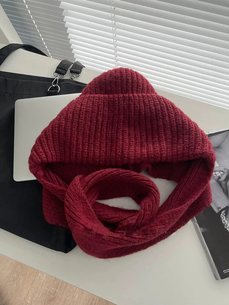 Knitted Beanies Cap For Men&Women Winter Warm Unisex Hooded Hat Neck Collar Scarf Cap Ski Beanie Cold Hats Balaclava Caps Bonnet