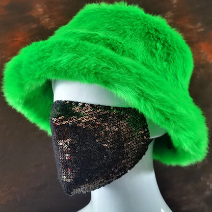 Winter 58-60cm XL Faux Fur Bucket Hat For Women Outdoor Warm Luxury Oversize Fisherman Hat Girl Trendy Party Long Fur Panama Cap