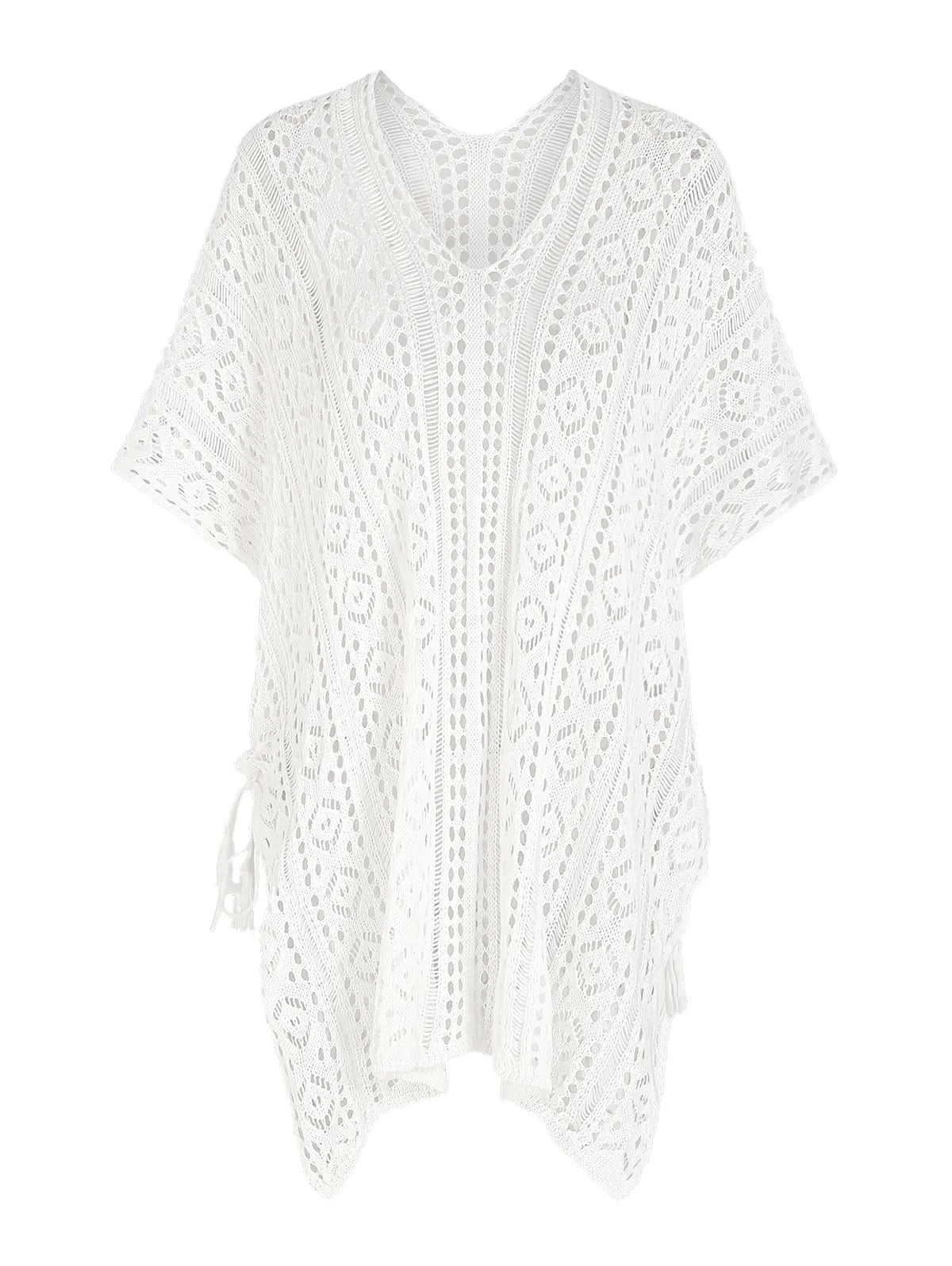 Crochet Knit Tie Side Cover Up Beach Top