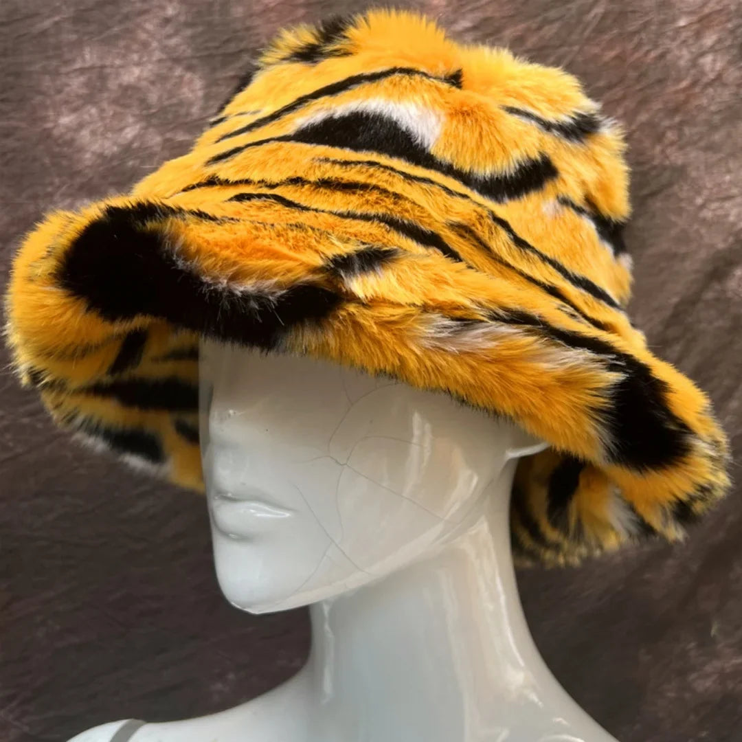 Winter 58-60cm XL Faux Fur Bucket Hat For Women Outdoor Warm Luxury Oversize Fisherman Hat Girl Trendy Party Long Fur Panama Cap