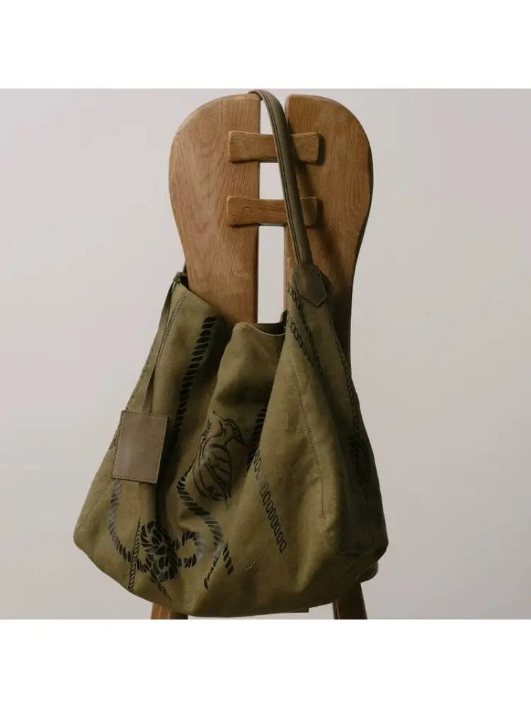Fashion Retro Moroccan Totem Print Design, Large Capacity Portable Single Shoulder Tote Bag For Women Tide