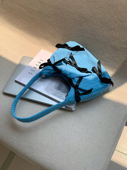 Hit Color Bow Bolsos Mujer New Sweet Ins Bag Shoulder Underarm Bags Casual Sac Femme Niche Design Fashion All-match Bolsas