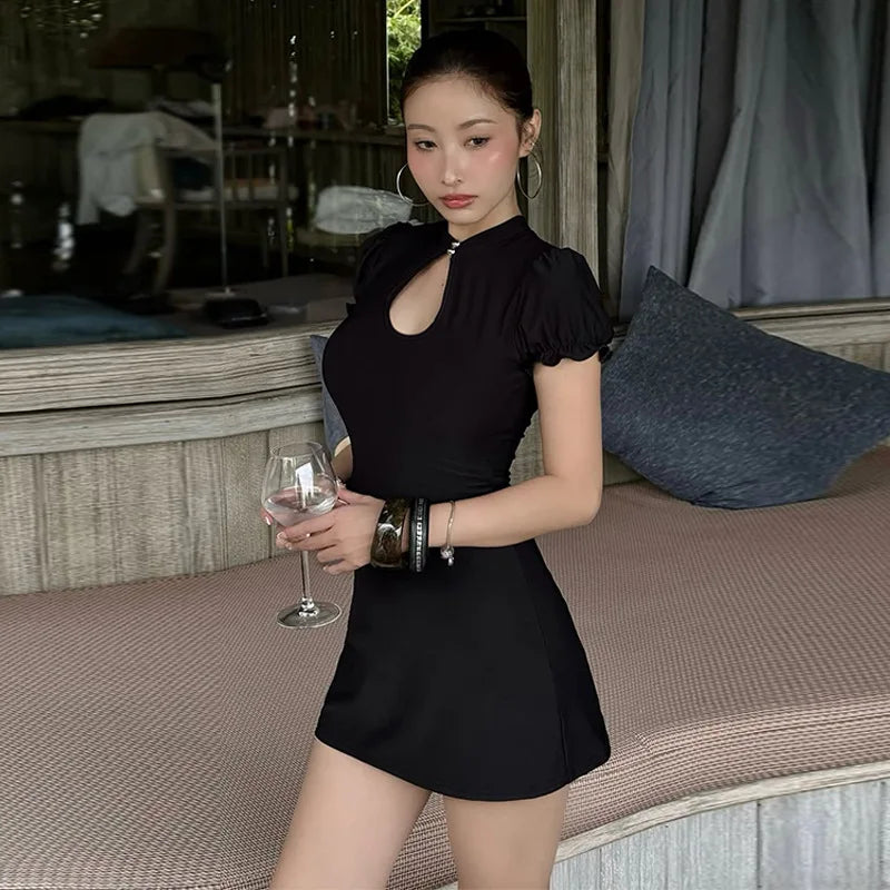 Club Dress for Women Spring New Sexy Slimming Low Cut Short Sleeve Party Dress