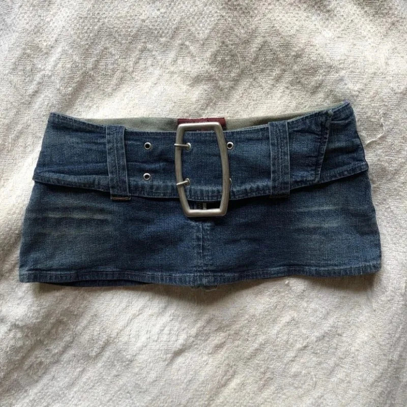Simple solid color casual niche aesthetic bag hip kawaii denim short skirts for women sexy slim fit fashion versatile mini skirt