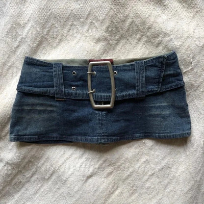 Simple solid color casual niche aesthetic bag hip kawaii denim short skirts for women sexy slim fit fashion versatile mini skirt