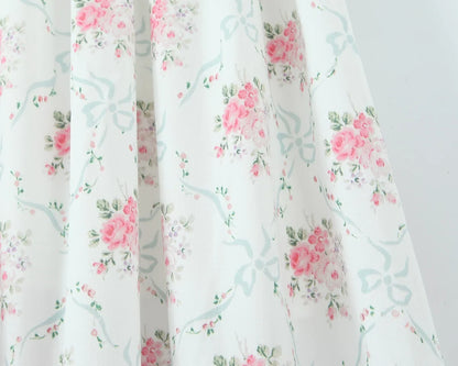 Women Bow O Neck Sleeveless Floral Print Boho Dresses Front Lace Up A-line Midi Summer Dress Chic Lady Holiday Party Robe