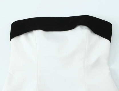 New In Women's Patchwork Velvet Strapless Bustier Tops Straight Neck Side Zipper Bow Camis Female Sexy Fashion Party Wrap Tanks
