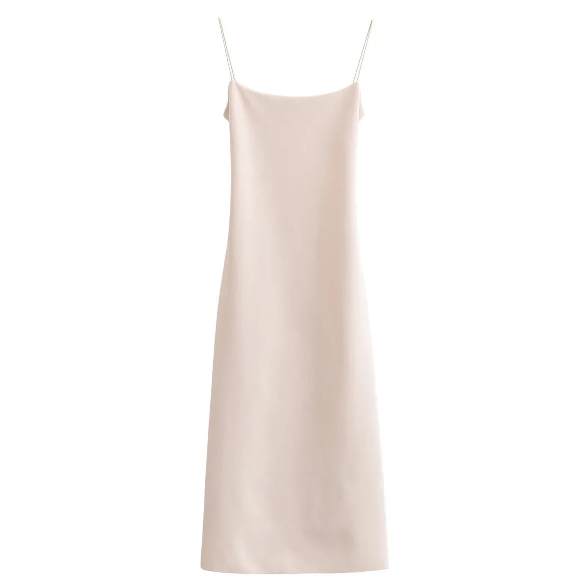 Women's retro summer new style sleeveless spaghetti strap elastic slim fit midi dress backless design fashionable and charming