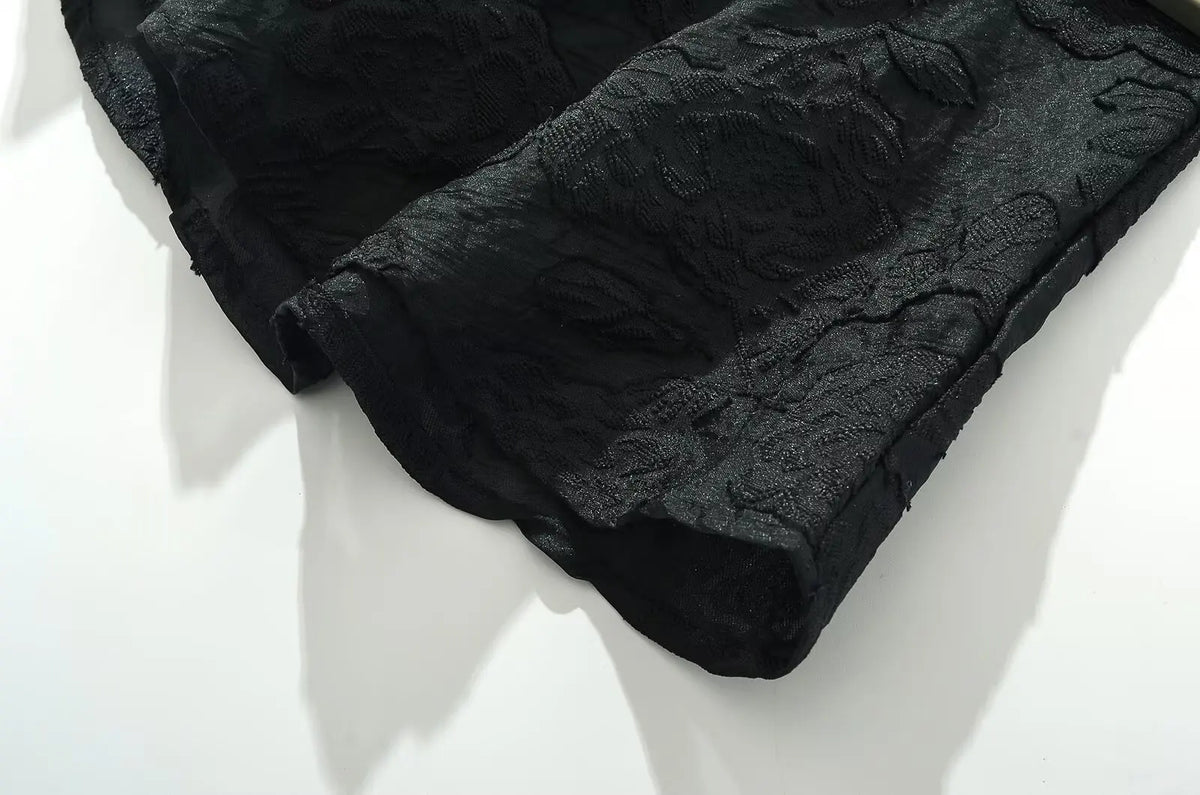 Vintage Jacquard Sling Sexy Dress For Women Thin Straps O Neck Low Waist A-line Mini Dresses Female Lace Up Back Summer Robe
