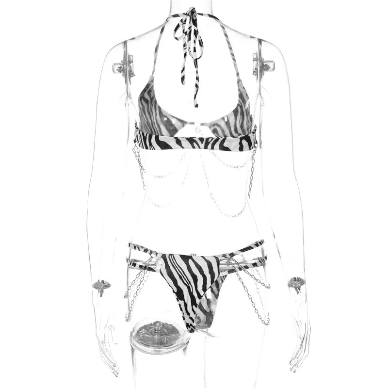 Sexy Bikini Set Zebra Print Swimwear Women Swimsuit Bandage Bathing Suit Low Rise Swimwear Leopard Swimming Ropa Mujer Biquini