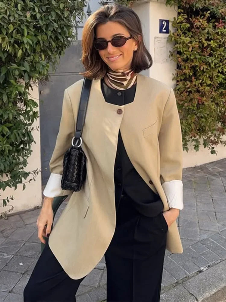 Casual Women's Blazer Jackets Long Sleeve Square Collar Spring Female Coat Fashion Pockets Long Sleeve Office Lady Outfits