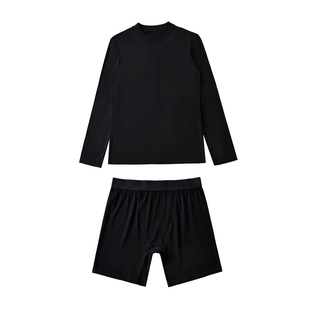 Solid Cozy Home Suits For Women Summer Crew Neck Long Sleeve Loose T-shirt+Slim Shorts Sets Simple Casual Fashion Two-piece Set