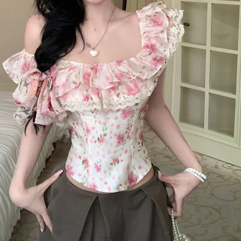 Floral Print Women's Summer Stylish Hot Dress Shirt Top