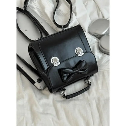 Elegant Womens Backpack Cute Bow Vintage Red Small Square Casual Backpack Fashion Gentle Advanced Female Korean Popular Bag