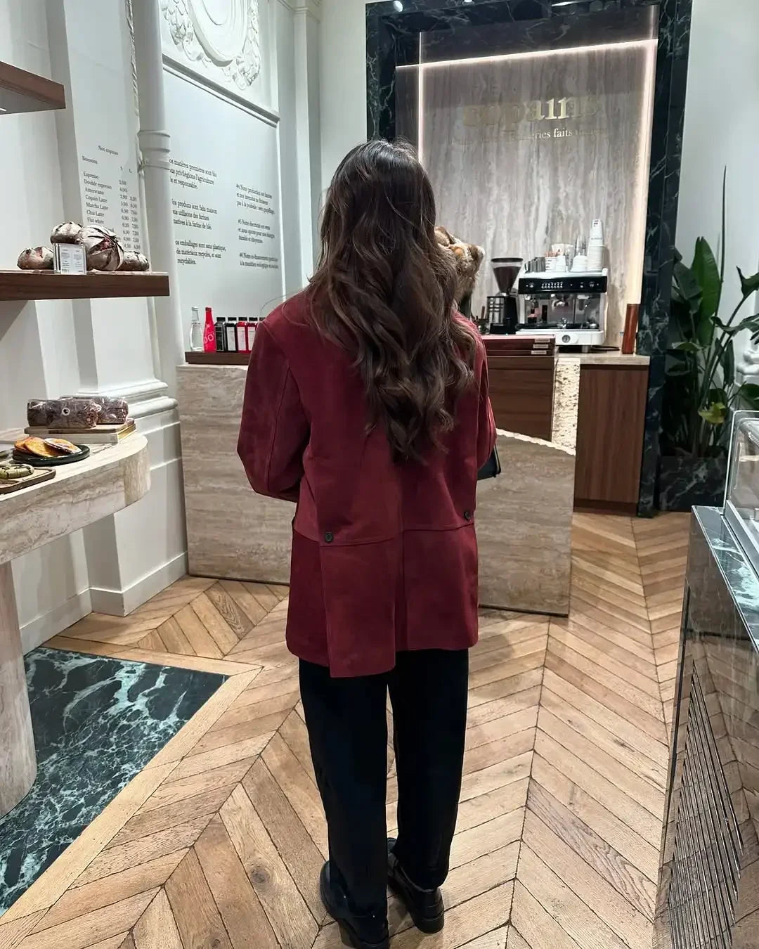 Vintage Wine Red Suede Lapel Jacket Women Chic Single Breasted Laple Full Sleeve Loose Office Elegant Overcoat Autumn
