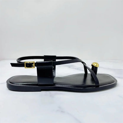 White Women Sandals Designer Cross Straps Flat Shoes Woman Summer Beach Sandalias Mujer Holiday Flip Flops Metal Decor Flats