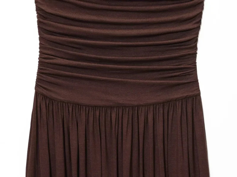 2025 traf women's new dress elegant sexy off-shoulder fashion pleats details slimming strapless dress