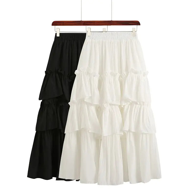 Korean Fashion Skirts for Women Vintage Streetwear French Style Skirts Midi Versatile Sweet 2024 New Spring Summer Skirts