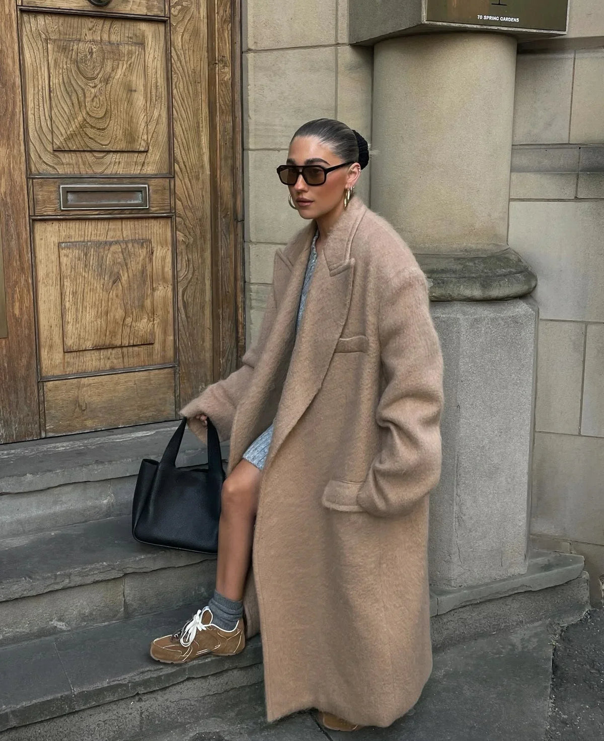 Classic Fashion Solid Oversized Cashmere Overcoats Women's Elegant Lapel Pockets Long Sleeve Jackets Chic Female Streetwear