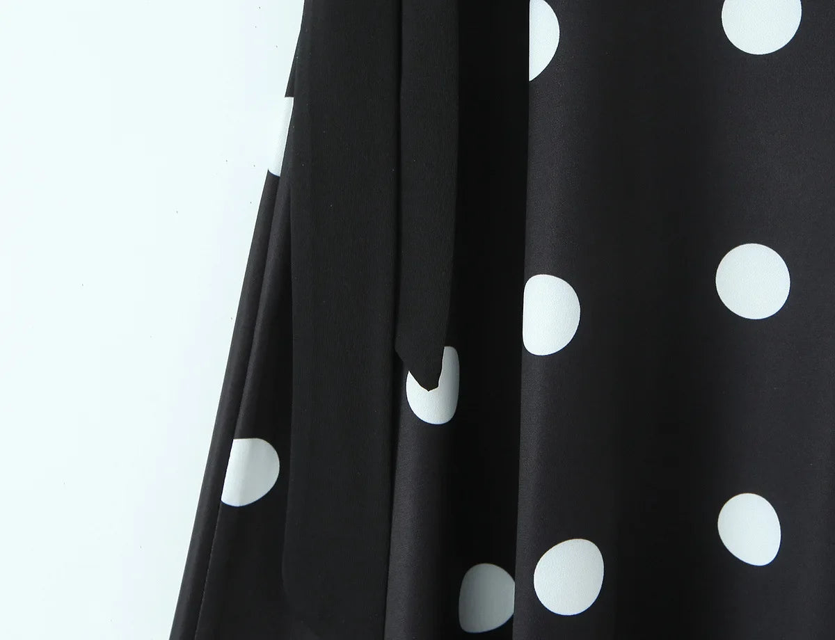 Halter Neck Camisole Polka Dot Skirt Set Women's Summer Sexy Fashionable Personality Neckband Backless Beach Vacation Black Set