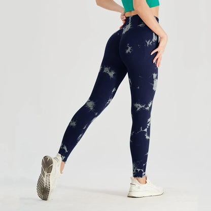 Tie Dye Waist Tummy Control Seamless Push Up Yoga Legging