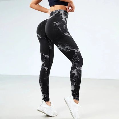 Tie Dye Waist Tummy Control Seamless Push Up Yoga Legging