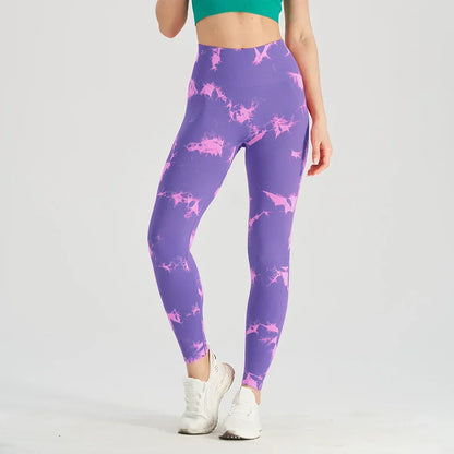 Tie Dye Waist Tummy Control Seamless Push Up Yoga Legging