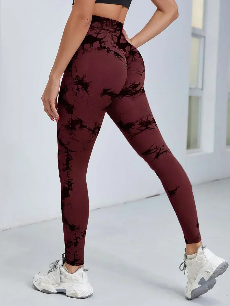 Tie Dye Waist Tummy Control Seamless Push Up Yoga Legging