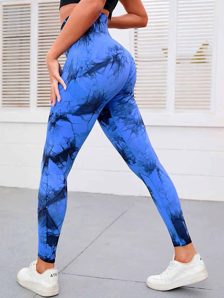 Tie Dye Waist Tummy Control Seamless Push Up Yoga Legging
