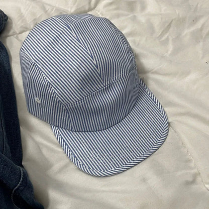 Ins Popular Striped 5-panel Baseball Cap Suitable for Four Seasons Street Versatile Fashion Flat-brimmed Hats for Men and Women