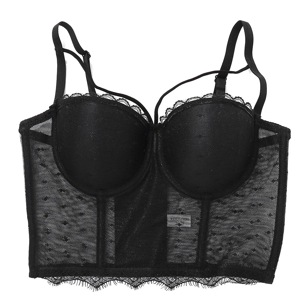 Summer New Women Mesh Lace Feather Camisole Bustier Bra Cropped Tops Beading Fishnet Hot Diamond Sexy Sleeveless Vest Slim