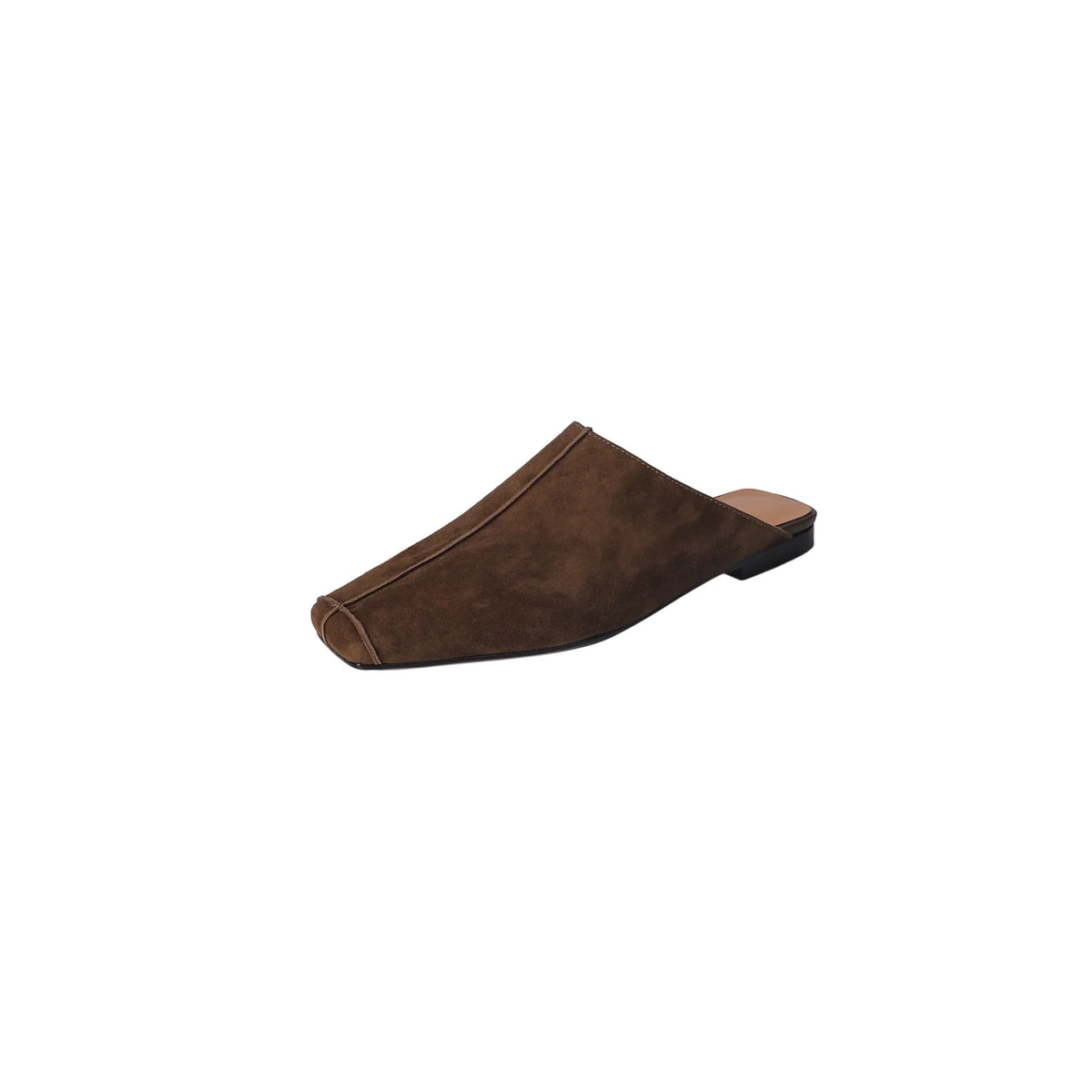 New Genuine Kid Suede Low Heels Slippers Women Covered Toe Natural Leather Casual Slippers Female Daily Walk Slippers