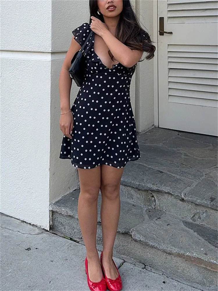 Sexy Mesh Patchwork Mini Dress Female Sleeveless V-Neck Contrast High Waist Slim Party Dress For Women Summer Y2k Dress