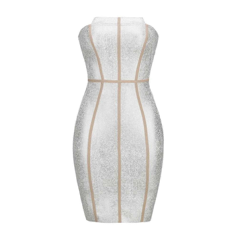 Strapless Corset Panel Rhinestone Bandage Bodycon Mini Dress