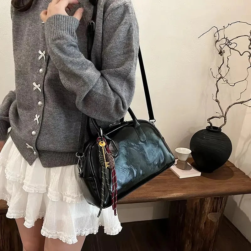 Small PU Leather Shoulder Bags For Women New Winter Y2K Korean Fashion Retro Crossbody Bag Trend Simple Handbags And Purses