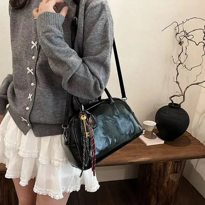 Small PU Leather Shoulder Bags For Women New Winter Y2K Korean Fashion Retro Crossbody Bag Trend Simple Handbags And Purses