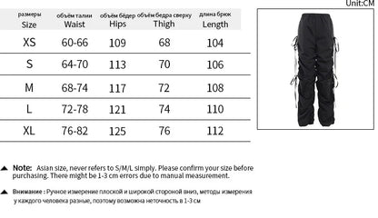 Spring Summer New Women Pleated Cut Out Drawstring Cargo Pants Street Chic Hip-hop High Waist Casual Trendy baggey Trousers