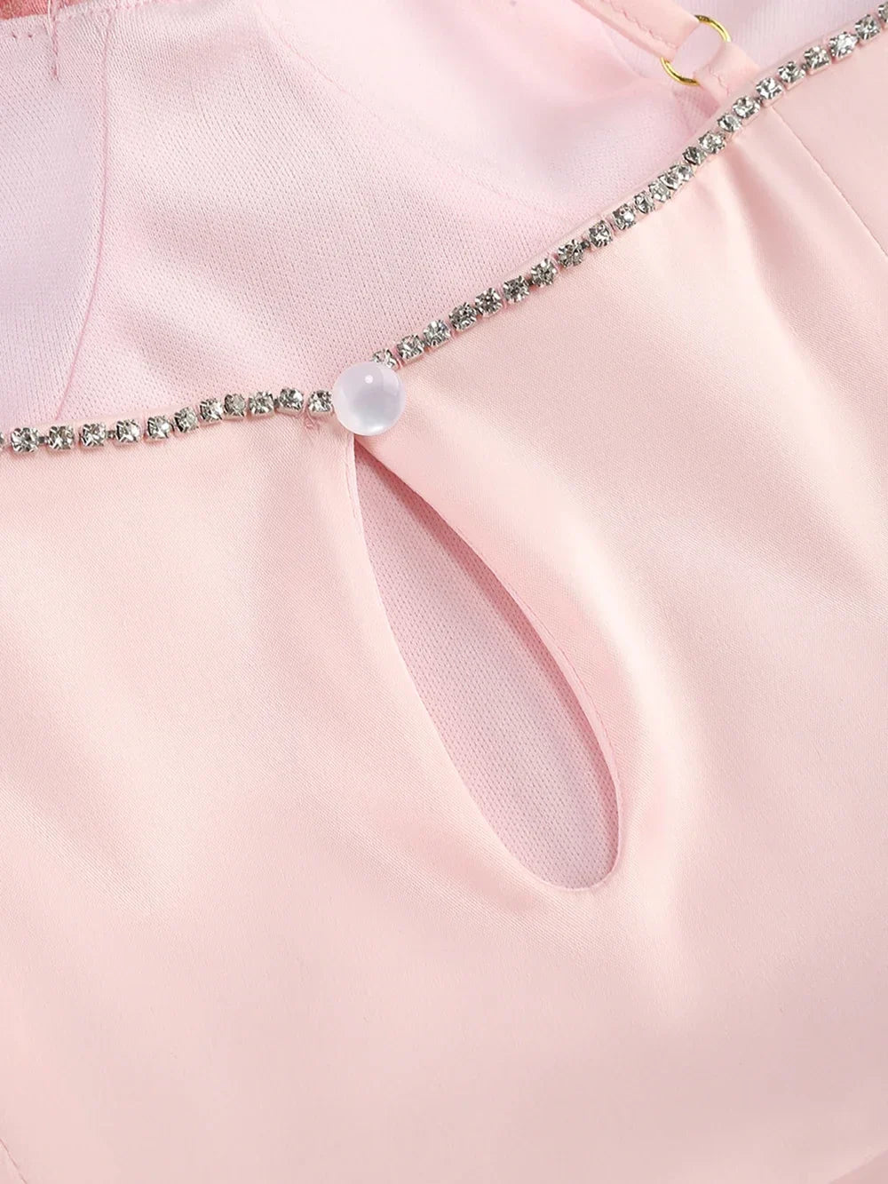 3D Floral Applique Rhinestone Strap Side Slit Mini Dress