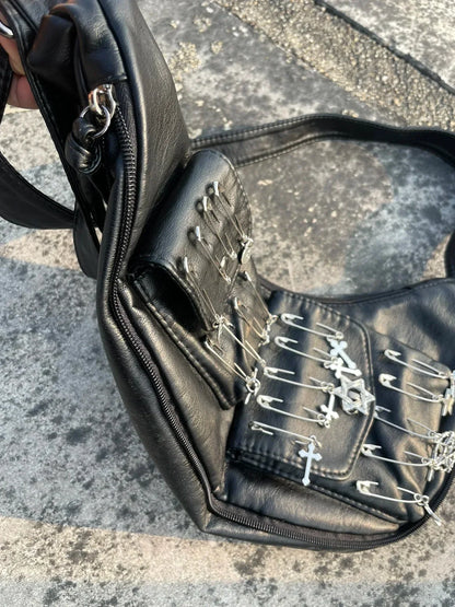 Spicy Girl Large Capacity Cross Crescent Underarm Bag Men's and Women's Pin Five Pointed Star Waist Bags