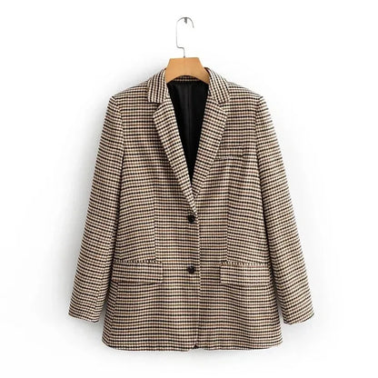Spring New Ladies Retro Plaid Single Breasted Suit Jacket Sexy High Waist Bag Hip Short Skirt Fashion Casual Women's Suit