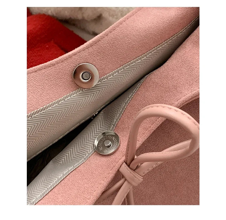 Faux Suede Hand-held Bag for Women New Korean Tote Casual Large Capacity Underarm Bags